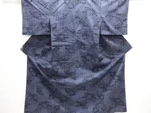 唐花模様織り出し手織り紬着物